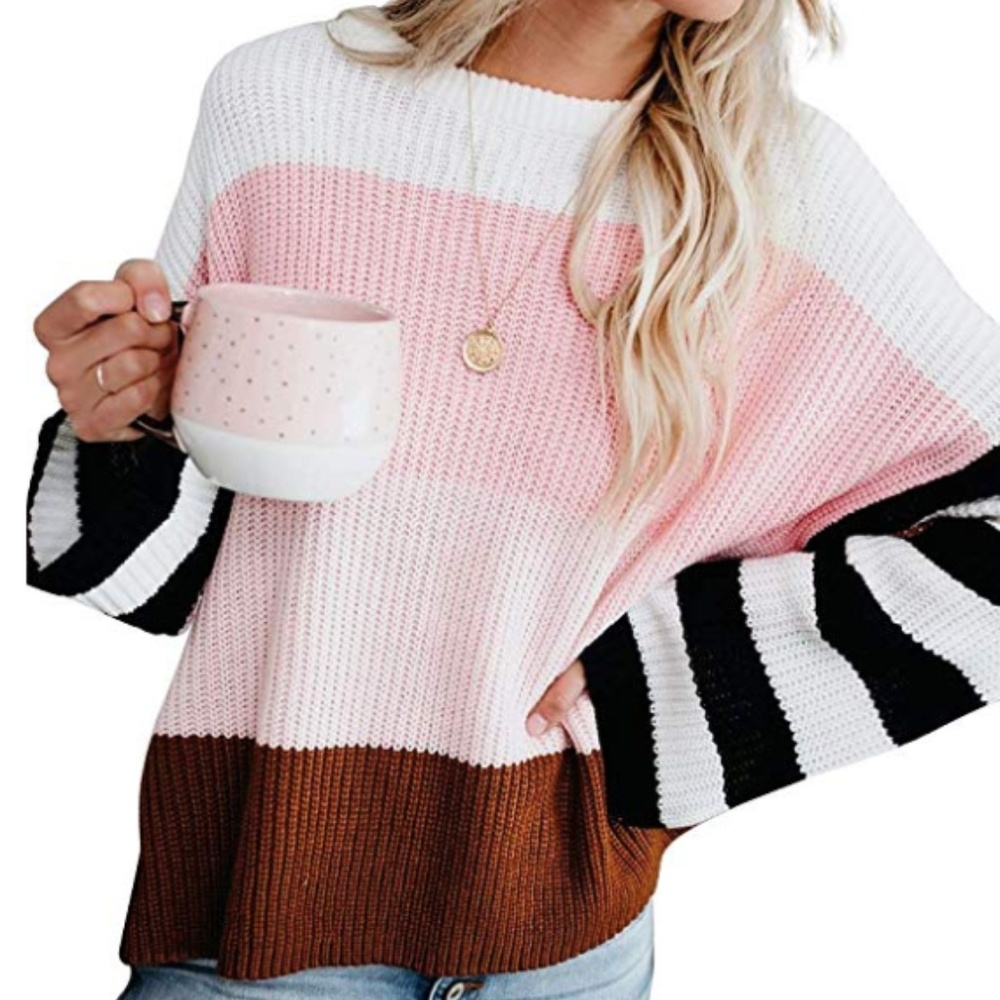 Crew Neck Color Block Oversized Sweater